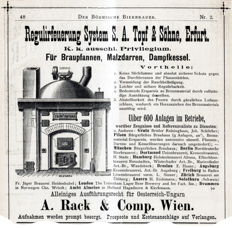 Regulirfeuerung System S. A. Topf u Sohne 1891